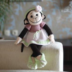 Monkey Girl In The Pink Dress - Pdf Knitting..