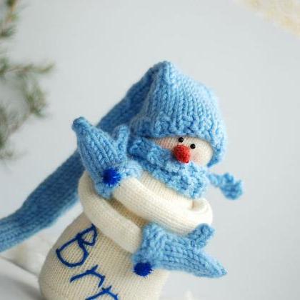 Snowman Brrr... Knitted Toy. Christmas Decoration...