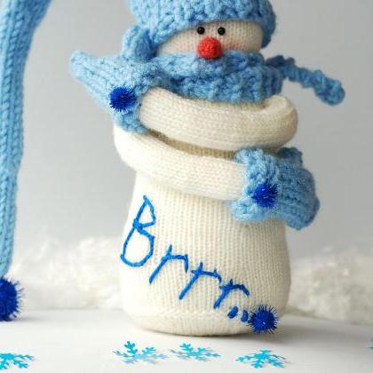 Snowman Brrr... Knitted Toy. Christmas Decoration...