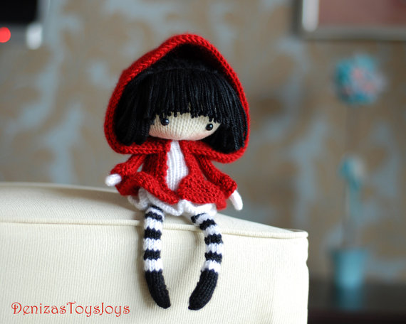 Eugene. The Doll In Striped Stockings With Big Umbrella. - Pdf Knitting Pattern. Knitted Round.