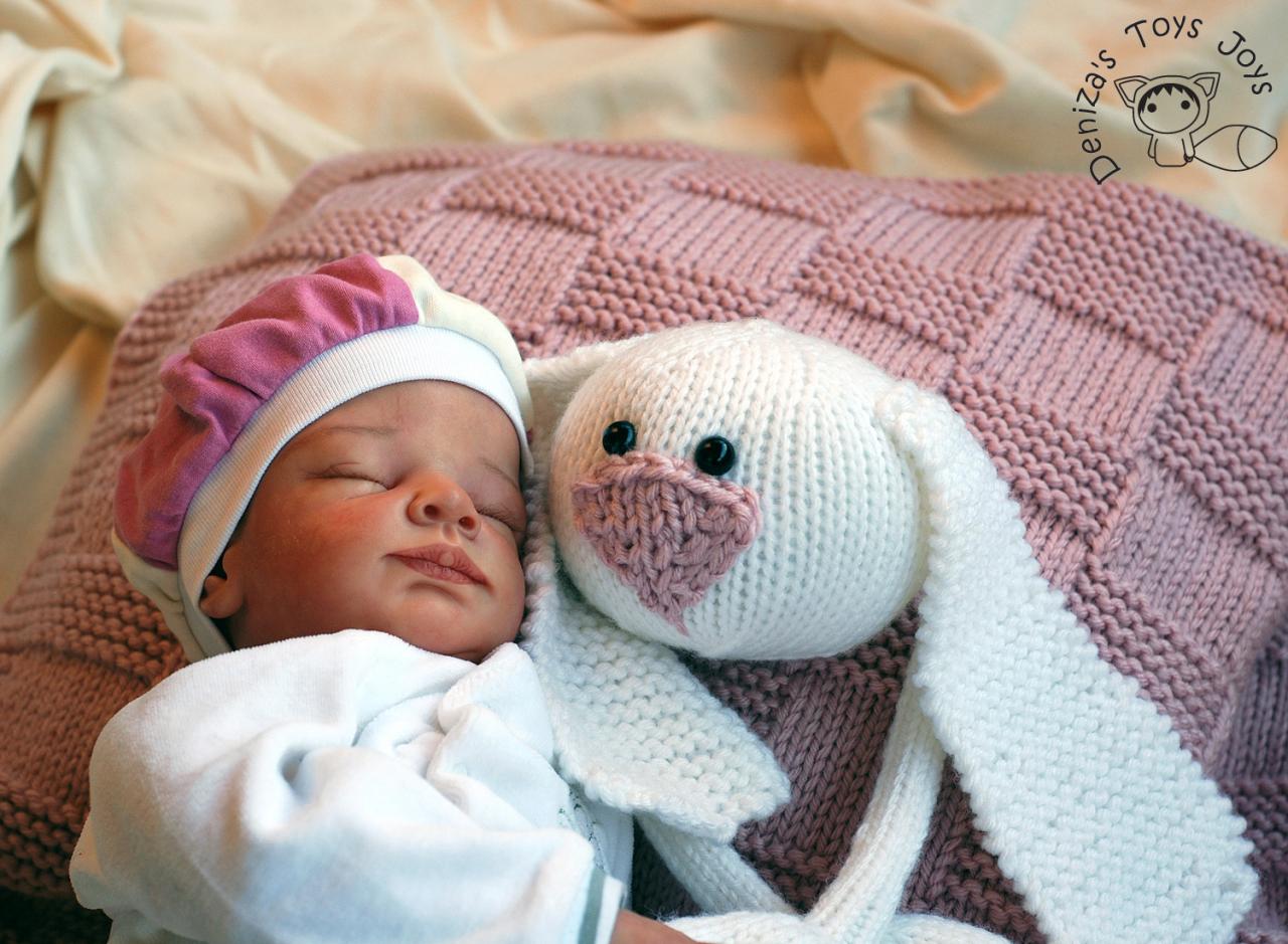 Pink Baby Bunny Toy Blanket - Knitting Pattern on Luulla