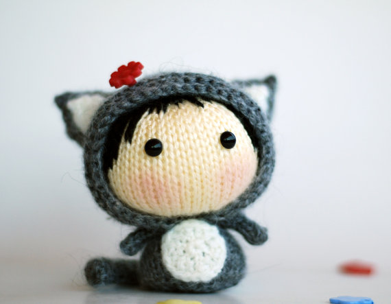 Gray Girl Cat. Doll From Tanoshi Series. - Pdf Knitting Patterns