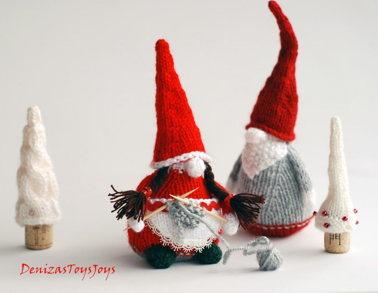 Couple Of Gnomes - Pdf Knitting Patterns. Christmas Ornament. New Year