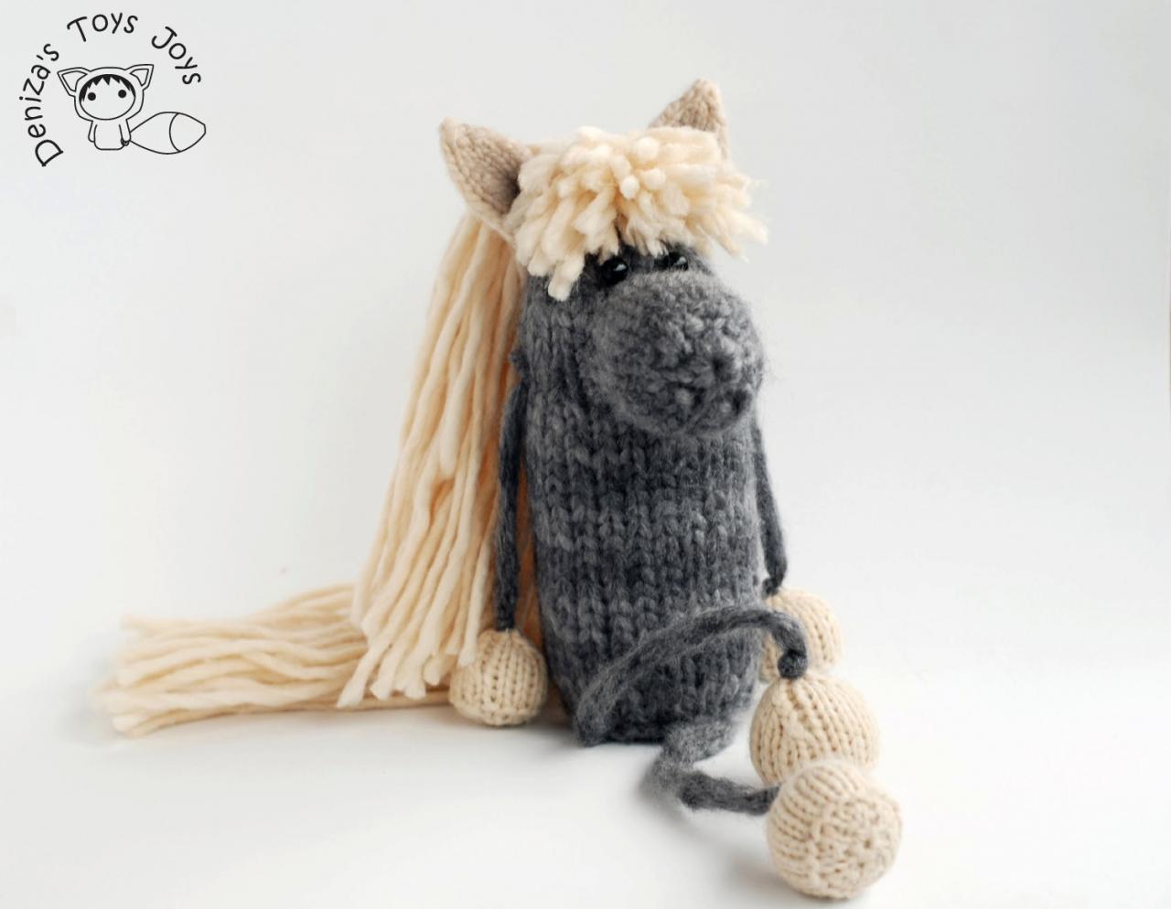 Gray Horse. The Simbol Of The 2014 Year. Toy. Decoration Toy For Country Home Or Your Garden.