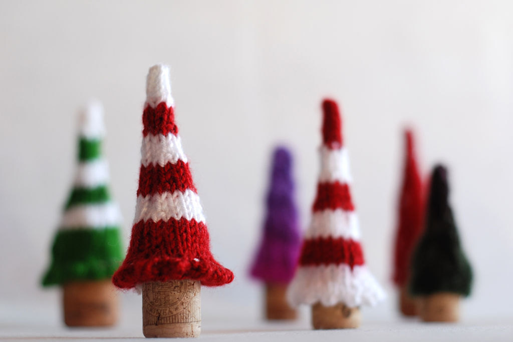 Three Striped Christmas Trees. Pine Trees. Fairy Forest .christmas Ornament. Year Ornament. Year And Christmas Decoration.