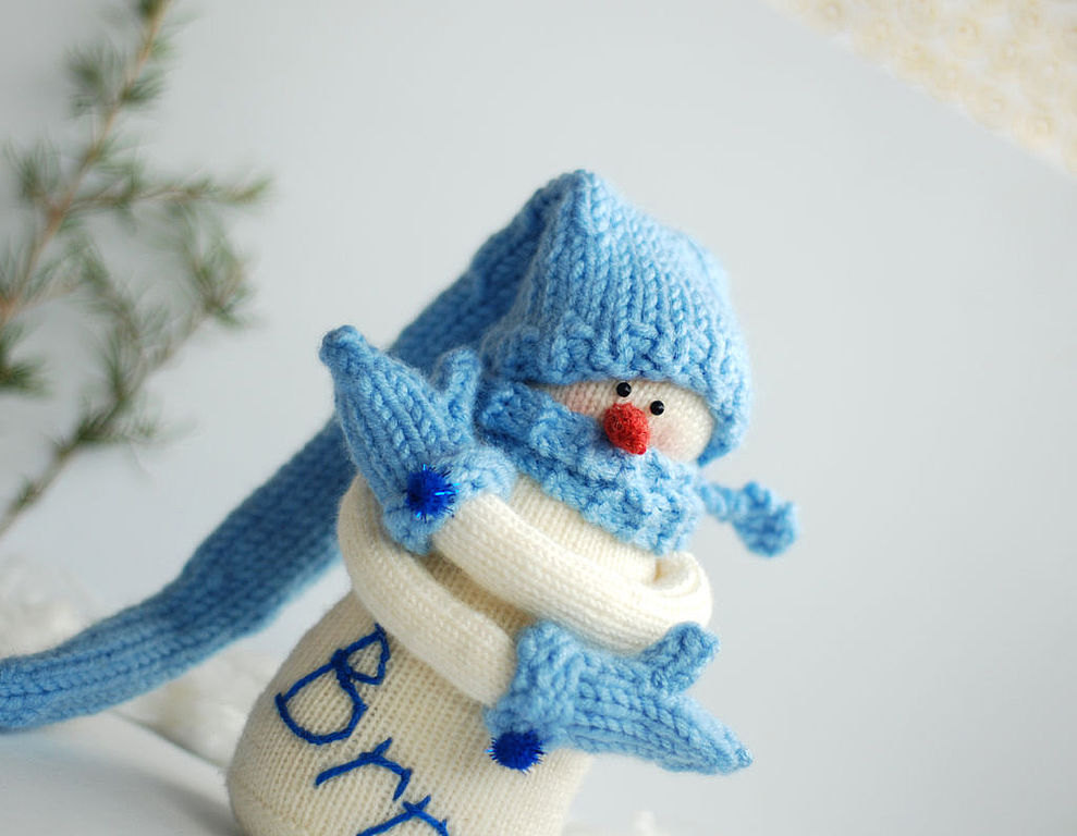 Snowman Brrr... Knitted Toy. Christmas Decoration. Year Decoration. Year Gift.