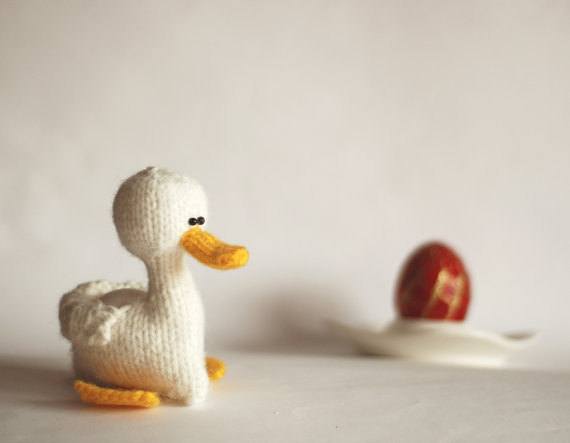 White Duck For Keeping Warm Breakfast Egg. Eco Friendly. Easter Decoration. Cozy Home