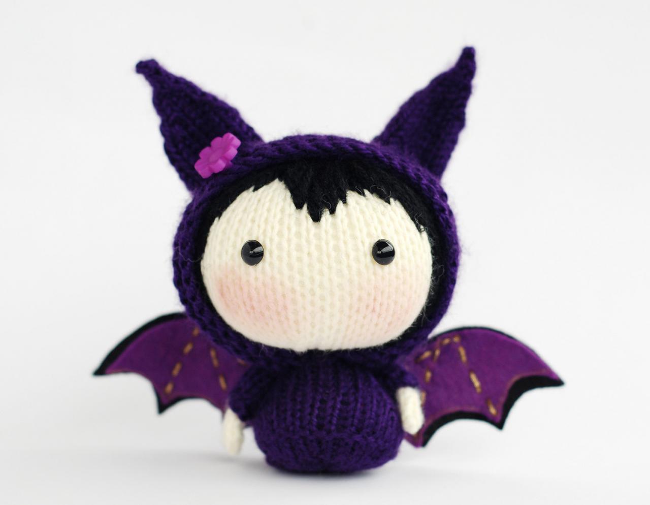 Violet Bat Doll. Toy From The Tanoshi Series. Halloween Doll. Halloween Decoration.