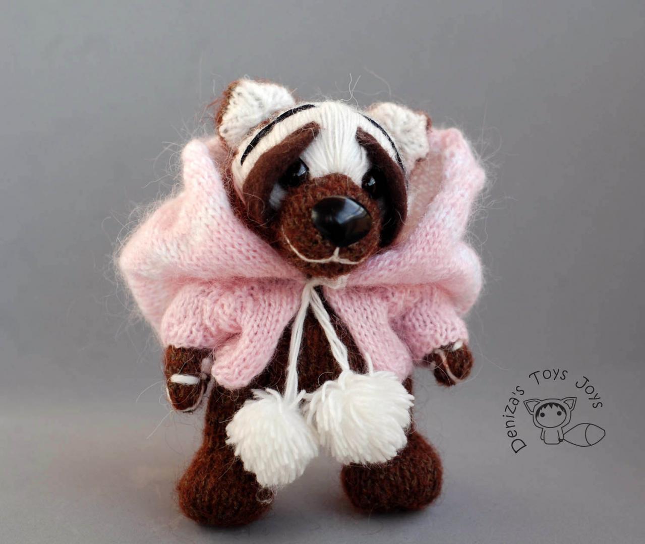 Teddy Bear In A Jacket With A Huge Hood. Knitted Mohair Bear. Artist Bear