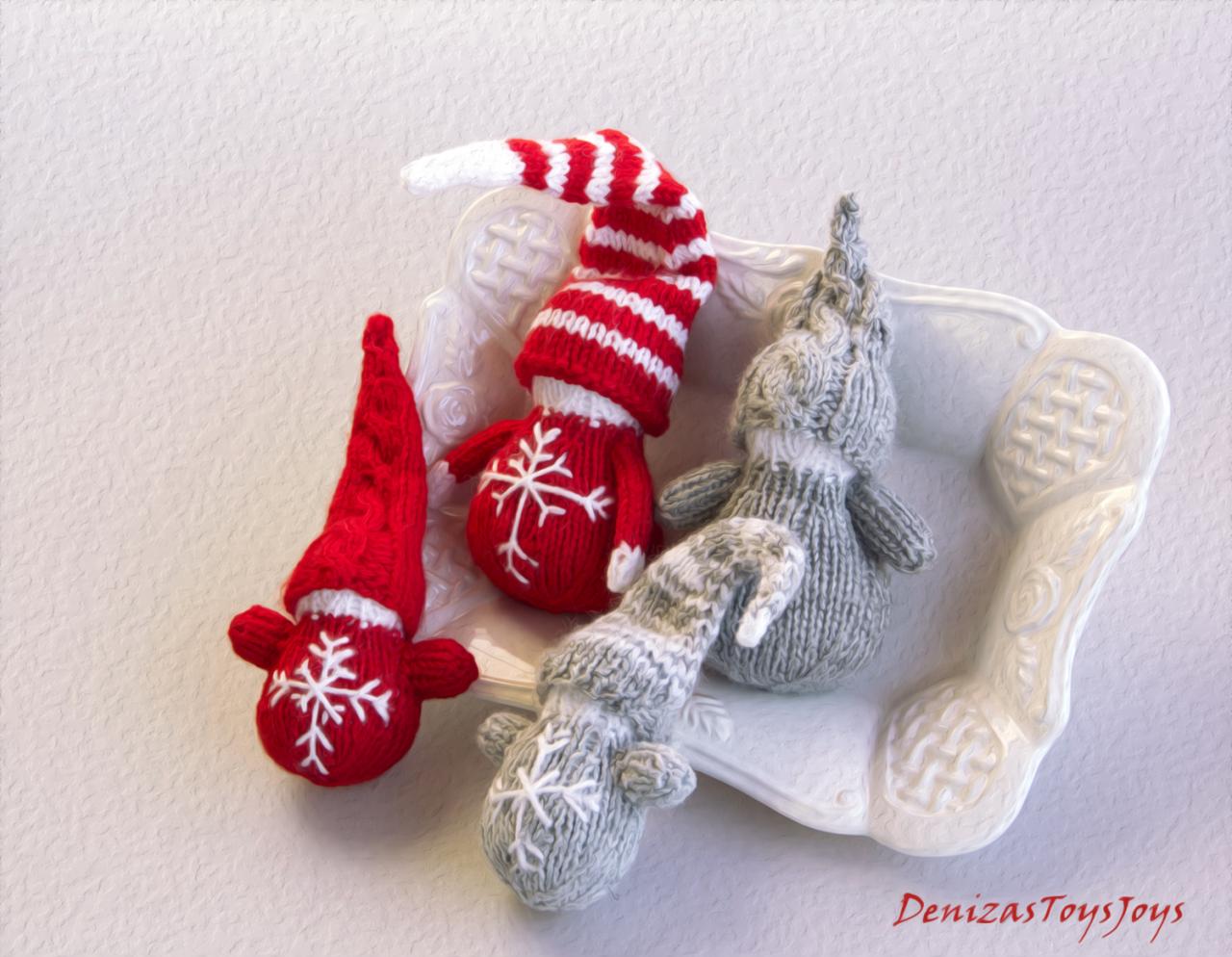 Waldorf Christmas Gnomes - Pdf Knitting Patterns. Christmas Ornament. Year Ornament.